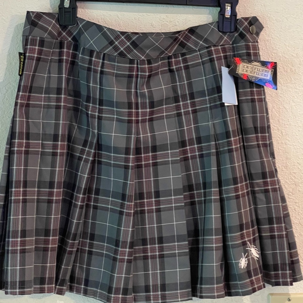 Beetlejuice Plaid Mini Skirt in Gray and Red Inspired by Astrid Sz Med & Lrg